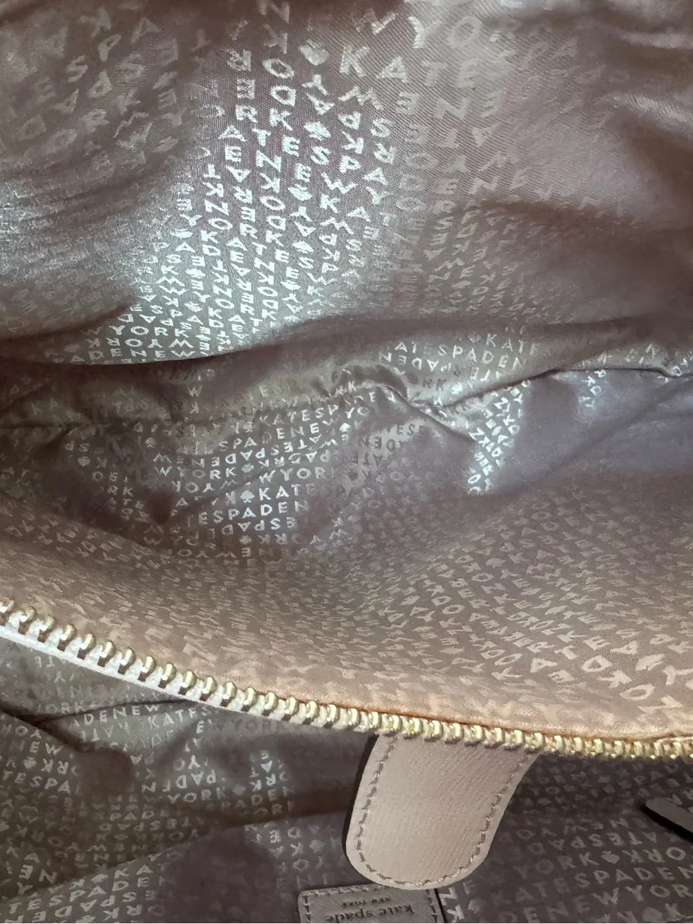 Kate Spade Bleecker Saffiano Leather Large Zip Top Tote Bag Greige Taupe